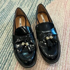 Zara Black Tassel Loafers